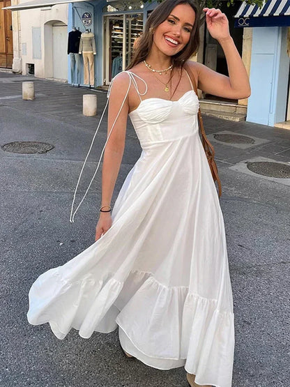 Vestido largo para mujer blanco con tirantes finos