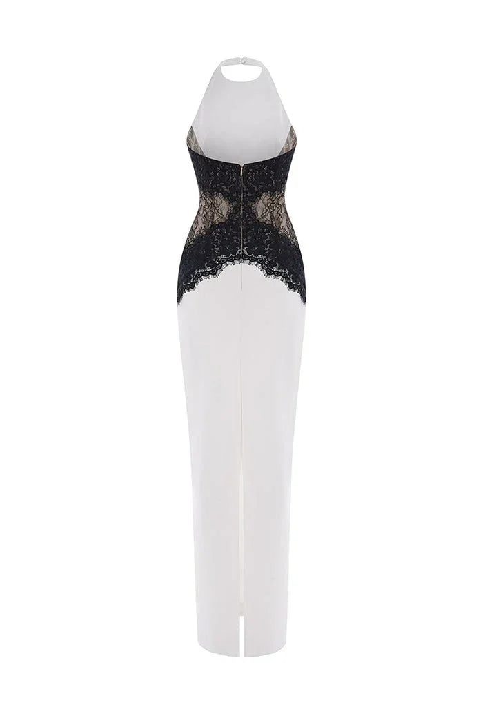 Vestido largo blanco con espalda descubierta para mujer