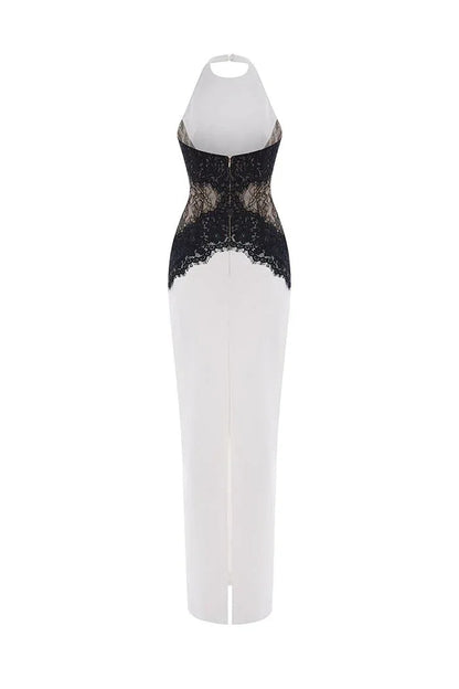 Vestido largo blanco con espalda descubierta para mujer