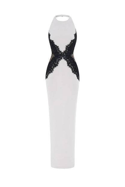 Vestido largo blanco con espalda descubierta para mujer