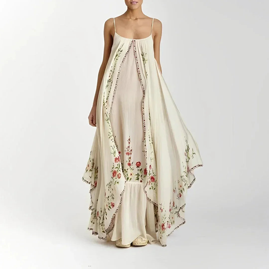 Vestido largo mujer con tirantes finos y estampado floral