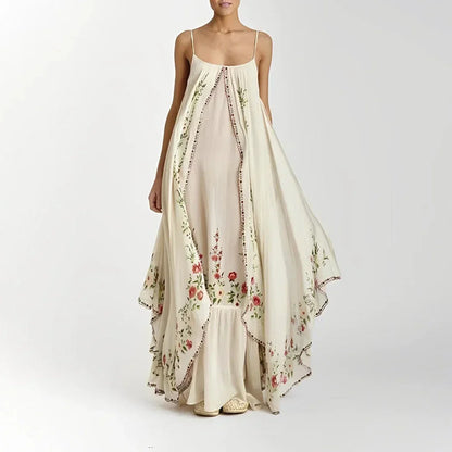 Vestido largo mujer con tirantes finos y estampado floral