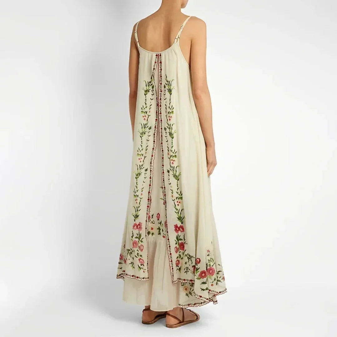 Vestido largo mujer con tirantes finos y estampado floral