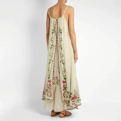 Vestido largo mujer con tirantes finos y estampado floral