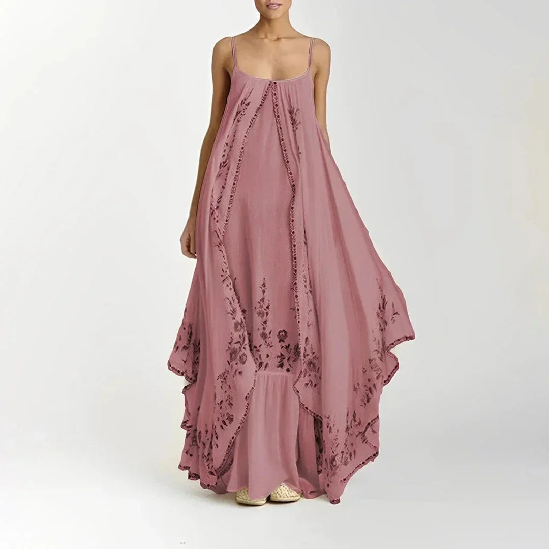 Vestido largo mujer con tirantes finos y estampado floral