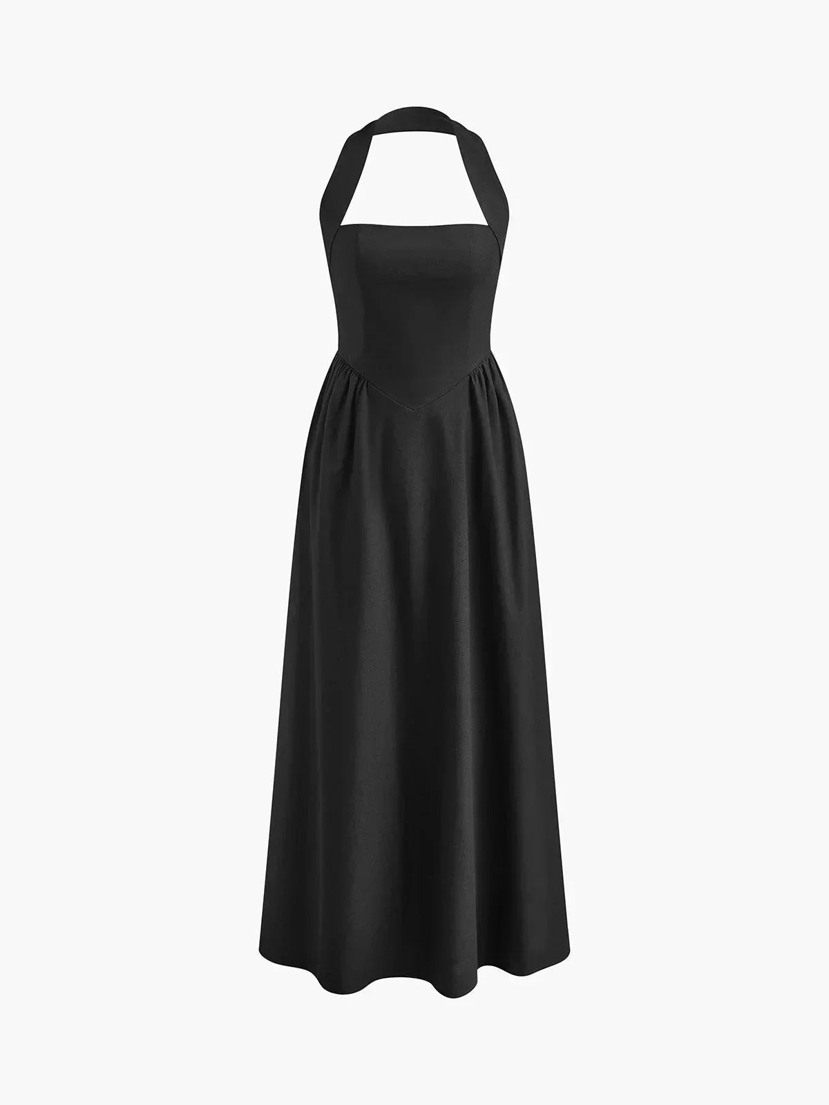 Vestido largo de mujer con cuello cuadrado y bolsillos integrados