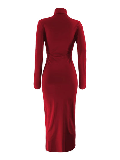 Vestido largo mujer con cuello alto para fiesta y eventos