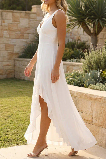 Vestido largo de mujer con abertura sin mangas