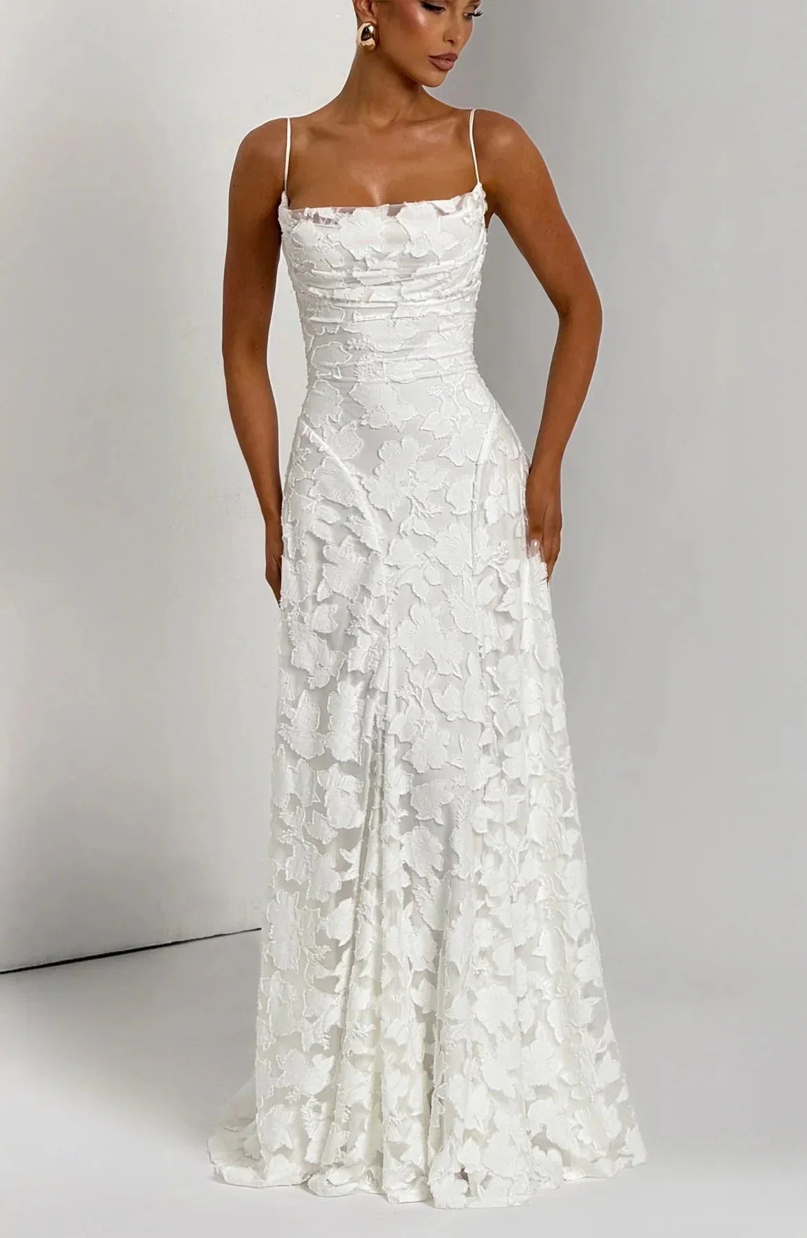 Vestido largo de mujer floral sin mangas