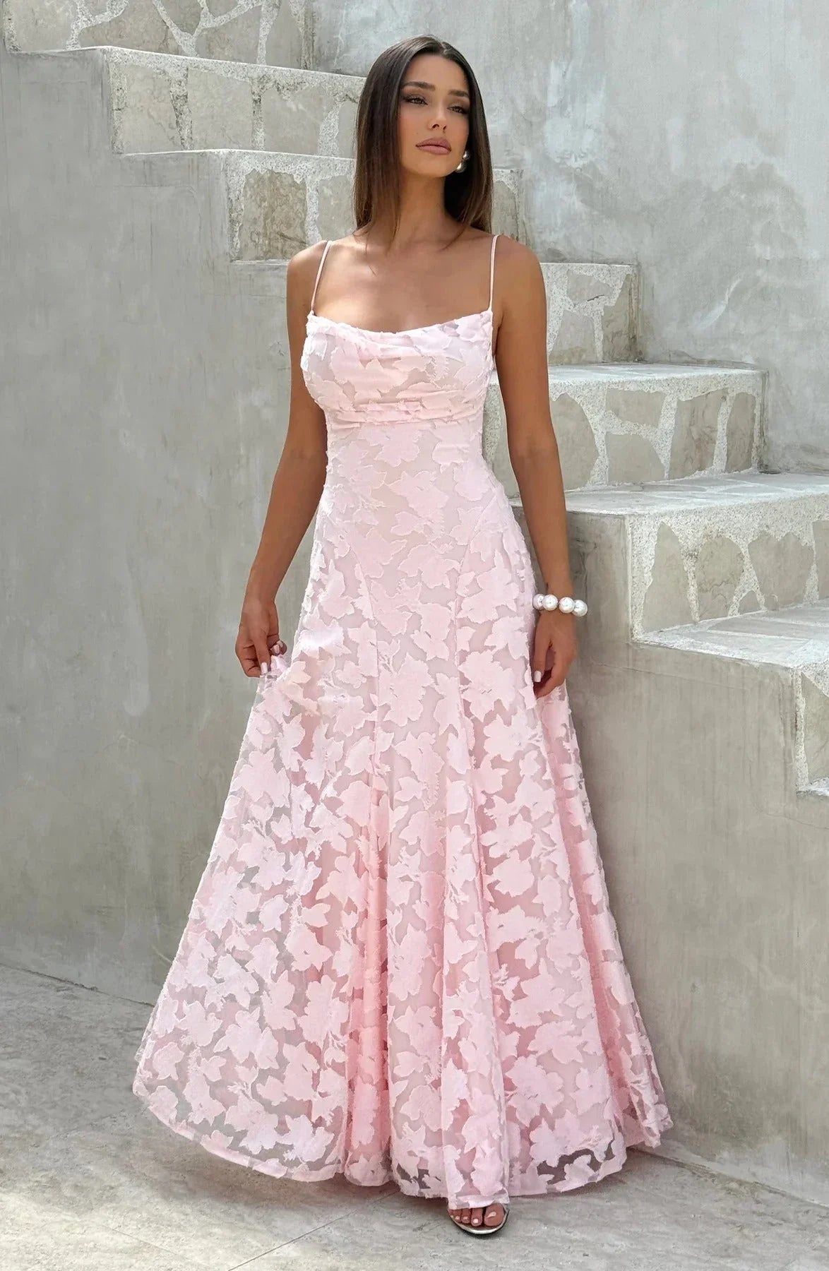 Vestido largo de mujer floral sin mangas