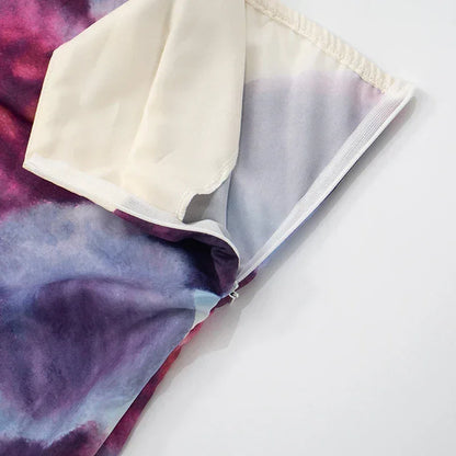 Vestido largo para mujer con estampado floral violeta sin tirantes
