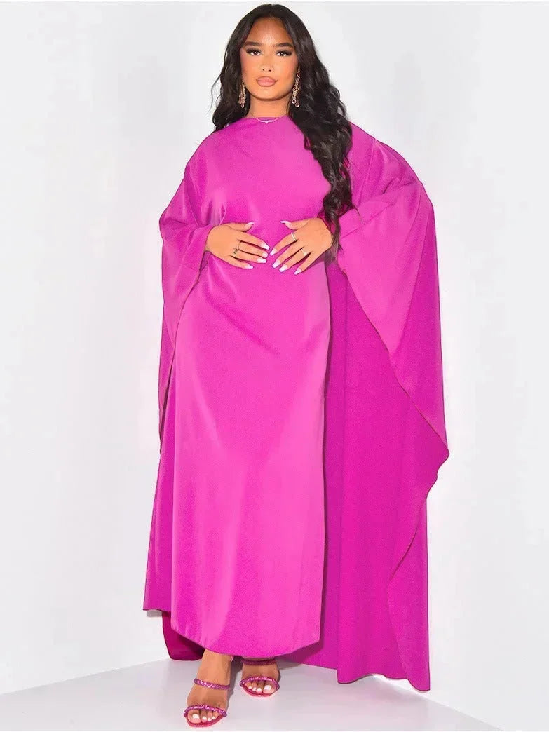 Vestido largo mujer mangas largas drapeadas fluidas