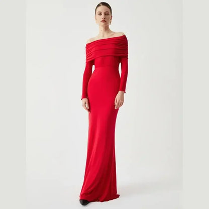 Vestido largo mujer negro con los Hombros descubiertos