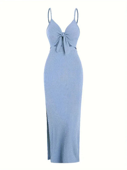 Vestido largo mujer negro con aberturas