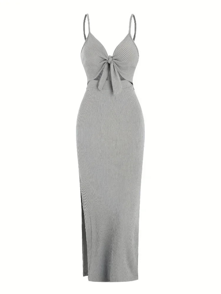 Vestido largo mujer negro con aberturas