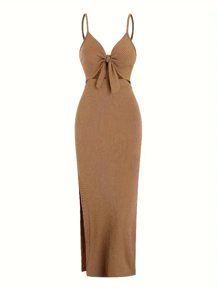 Vestido largo mujer negro con aberturas