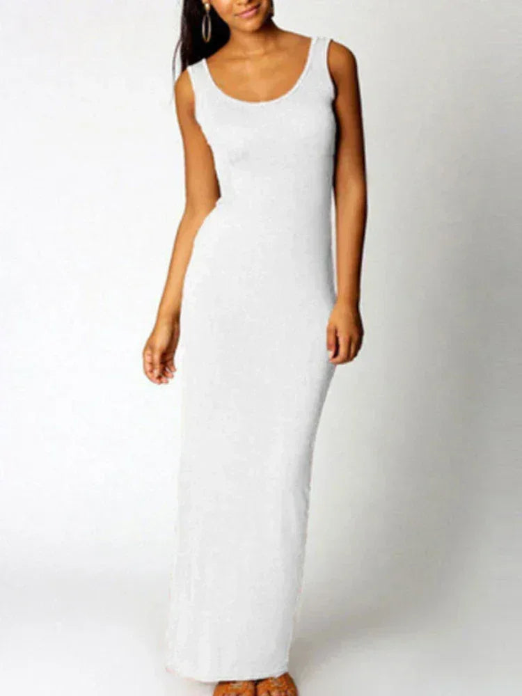 Vestido largo mujer con tirantes anchos