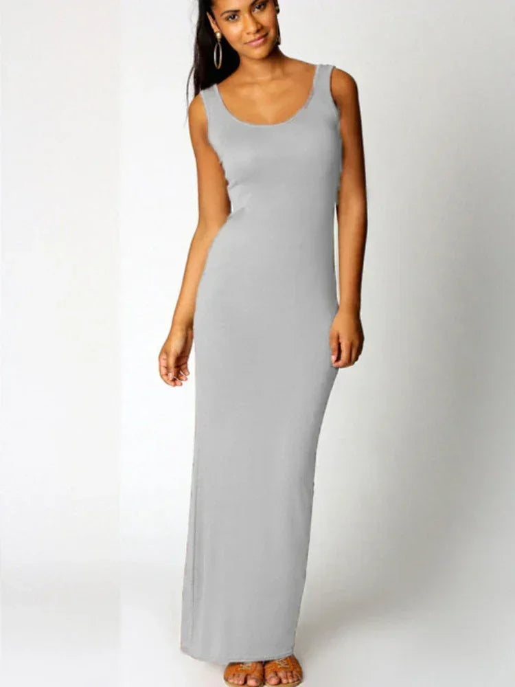 Vestido largo mujer con tirantes anchos