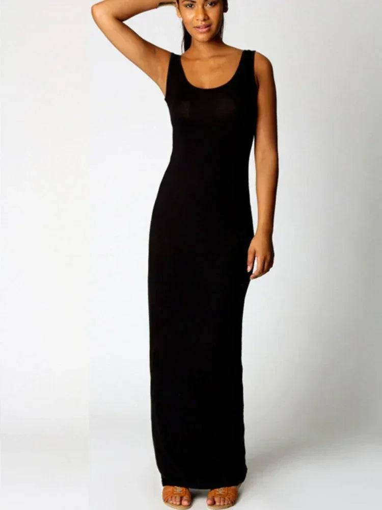 Vestido largo mujer con tirantes anchos