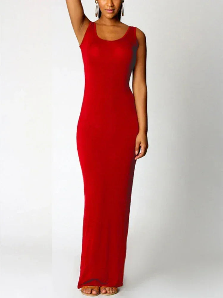Vestido largo mujer con tirantes anchos