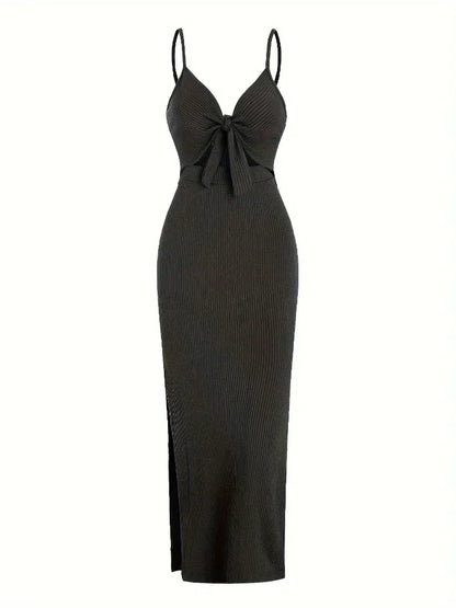 Vestido largo mujer negro con aberturas