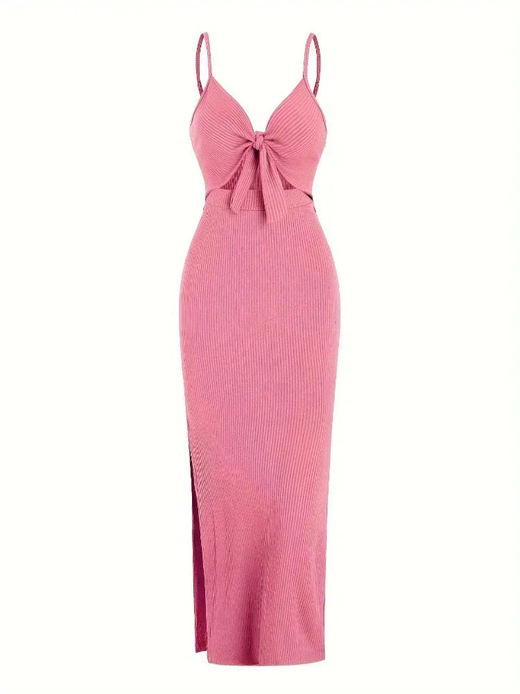 Vestido largo mujer negro con aberturas