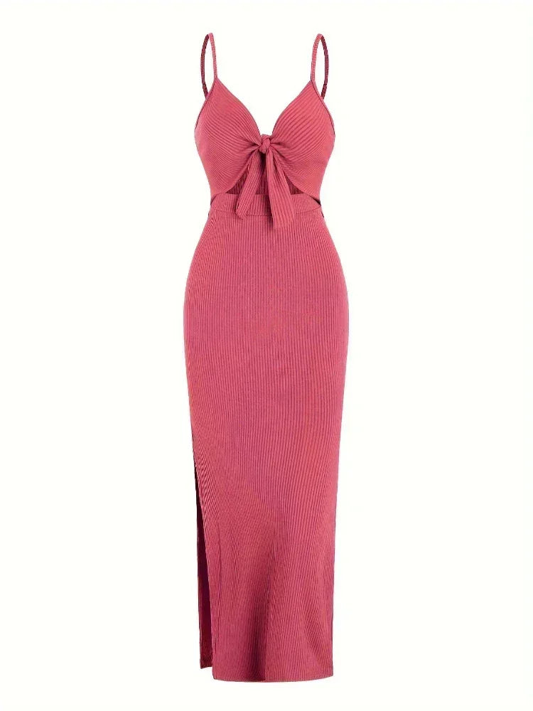 Vestido largo mujer negro con aberturas