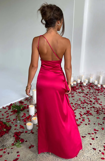 Vestido largo mujer negro asimétrico