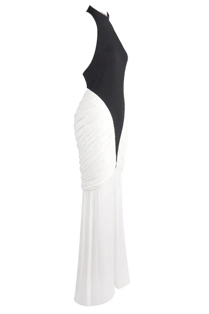 Vestido largo de mujer negro de espalda descubierta