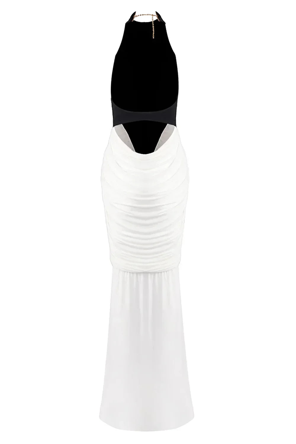 Vestido largo de mujer negro de espalda descubierta