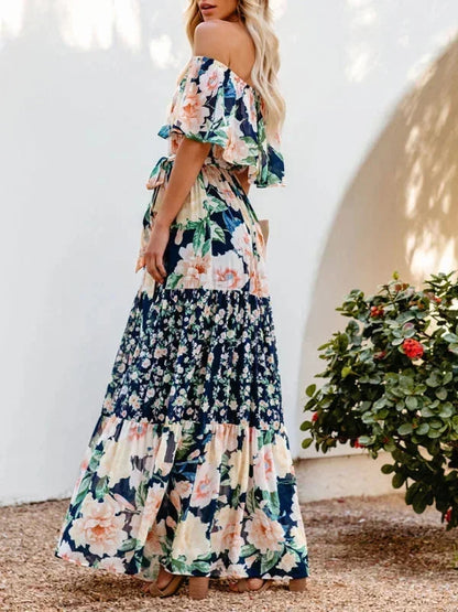 Vestido largo mujer con Hombros descubiertos y estampado floral