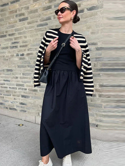 Vestido largo para mujer sin mangas con falda evasé