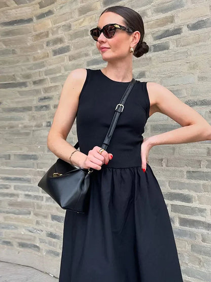 Vestido largo para mujer sin mangas con falda evasé
