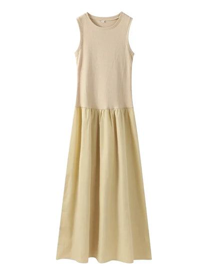 Vestido largo para mujer sin mangas con falda evasé
