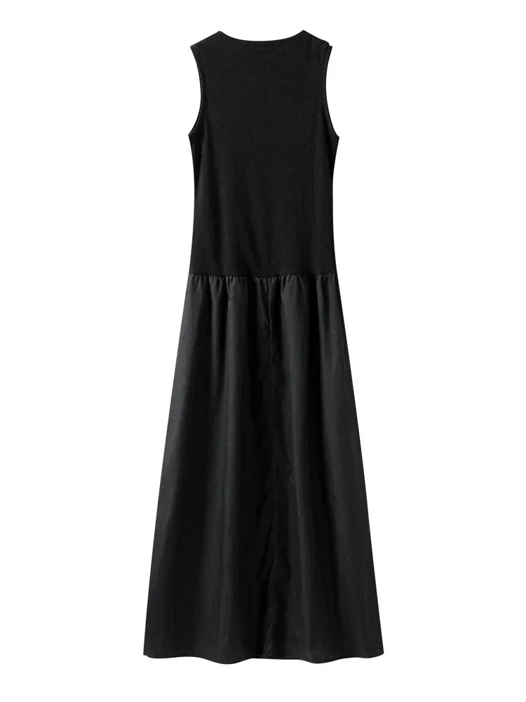 Vestido largo para mujer sin mangas con falda evasé