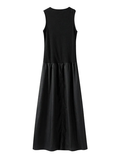 Vestido largo para mujer sin mangas con falda evasé