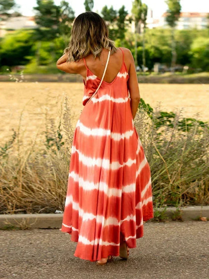 Vestido largo mujer tie-dye sin mangas con escote en V