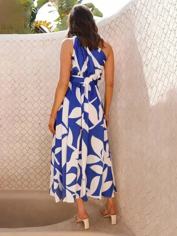 Vestido largo mujer de un Hombro con cinturón
