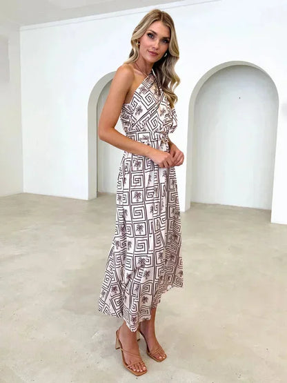 Vestido largo mujer de un Hombro con cinturón