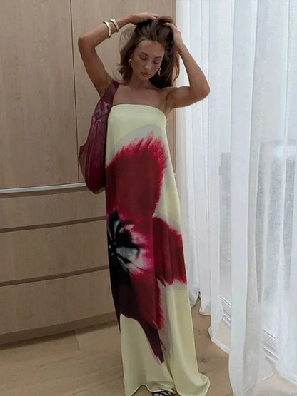 Vestido largo mujer tirantes finos estampado floral verano