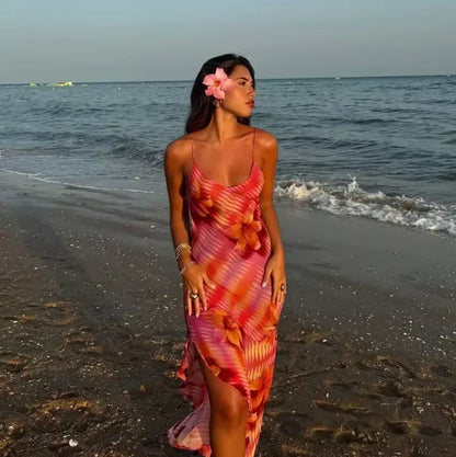 Vestido largo mujer tirantes finos estampado floral verano