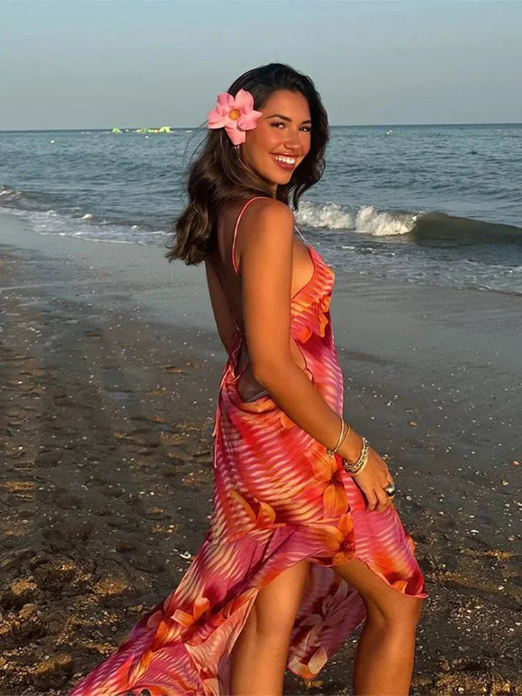 Vestido largo mujer tirantes finos estampado floral verano