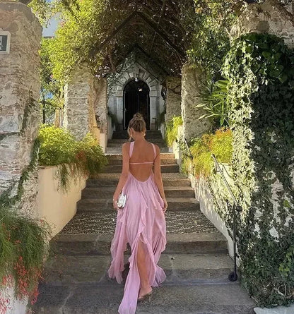 Vestido largo mujer sin tirantes con detalles florales