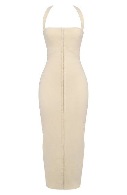Vestido largo mujer ajustado con cremallera frontal para fiesta