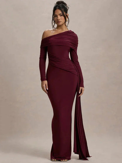 Vestido largo mujer Hombros descubiertos con cola