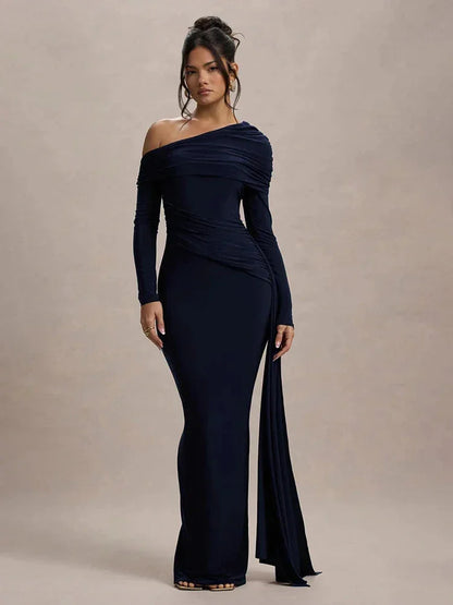 Vestido largo mujer Hombros descubiertos con cola