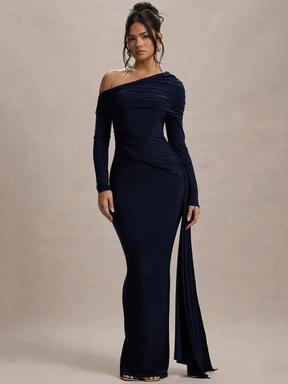 Vestido largo mujer Hombros descubiertos con cola