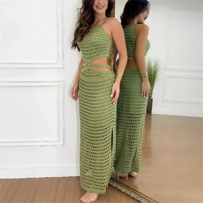 Vestido largo de verano con aberturas y abertura lateral
