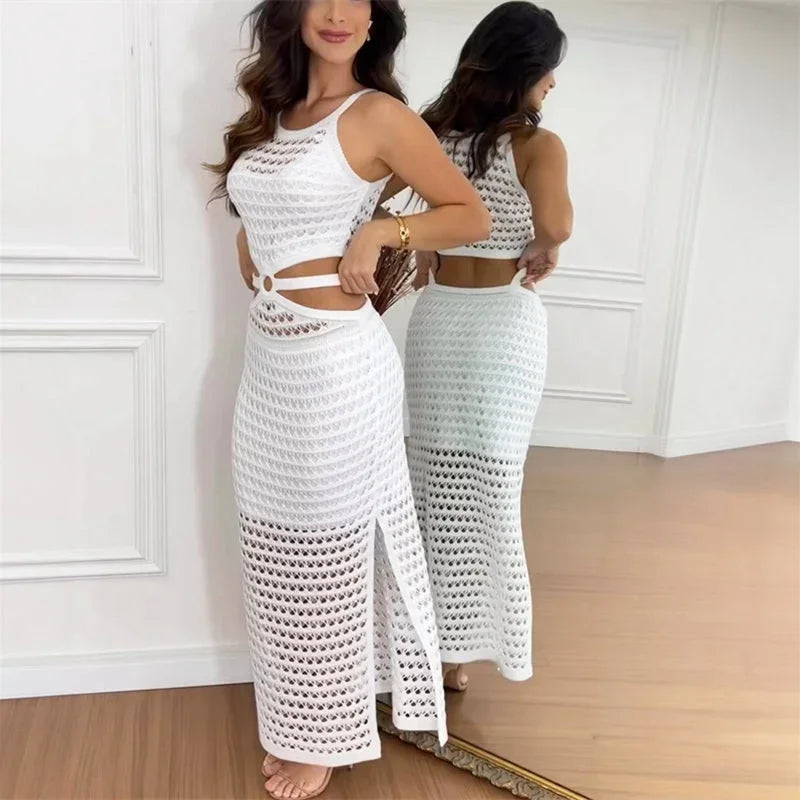 Vestido largo de verano con aberturas y abertura lateral