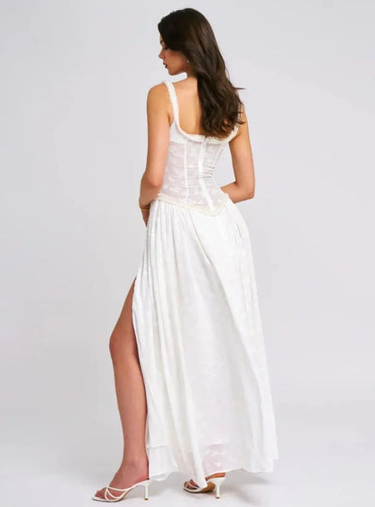Vestido largo mujer con tirantes y abertura alta